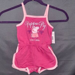Peppa Pig Baby Girl Pink Graphic Romper Snap Bottom NWT 18M